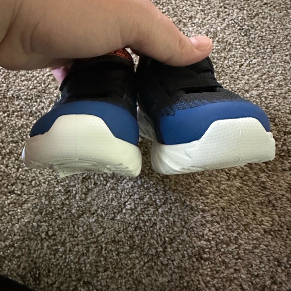 Skechers Kids Flex-Glow Bolt Black and Blue Shoes - Picture 7 of 8